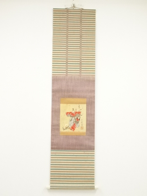 JAPANESE HANGING SCROLL / HAND PAINTED / HINA DOLL